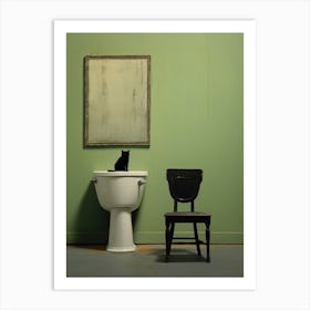 Cat In Bathroom Art Print