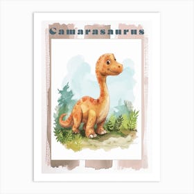 Cute Watercolour Of A Camarasaurus Dinosaur 2 Poster Art Print