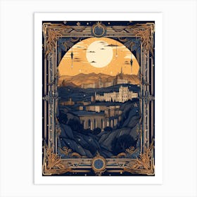 Athens, Greece, Tarot Card Travel  Line Art 4 Art Print