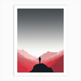 Man Standing On Top Of Mountain Art Print