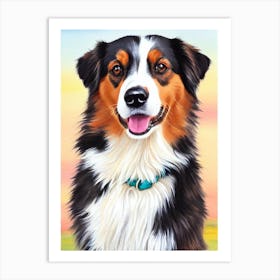 Australian Shepherd Watercolour Dog Art Print