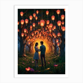 Couple In The Forest Art Print