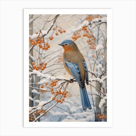 Winter Bird Painting Eastern Bluebird 2 Art Print