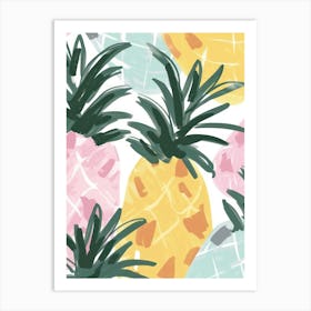 Pineapples Close Up Illustration 2 Art Print
