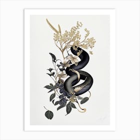 Texas Indigo Snake Gold And Black Art Print