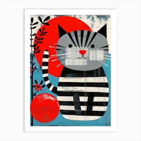 Cat In Stripes Art Print