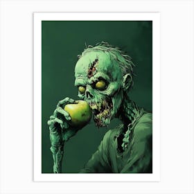 Scary Zombie Eating An Apple 15 Art Print