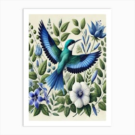 Blue Hummingbird Art Print