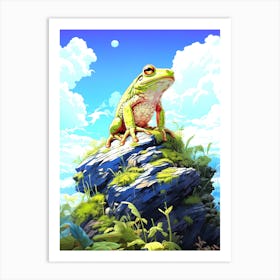 Frog On A Rock Art Print