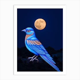 Bluebird At The Moon Art Print