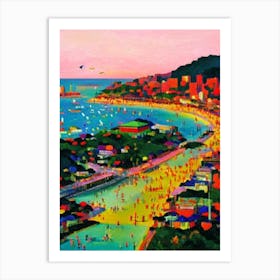 Haeundae Beach, Busan, South Korea Hockney Style Art Print
