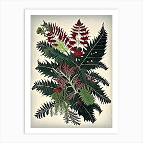 Japanese Holly Fern 1 Vintage Botanical Poster Art Print