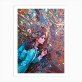 Girl In A Blue Coat Art Print