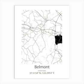 Belmont,United States Minimalist Map Art Print