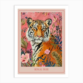 Floral Animal Painting Bengal Tiger 4 Poster Art Print