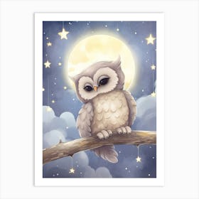 Sleeping Baby Owl Art Print