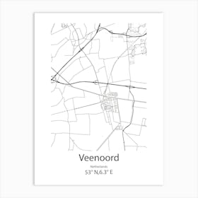 Veenoord,Netherlands Minimalist Map Art Print