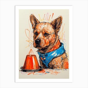 Dog With A Cup Art Print