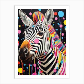 Rainbow Dotty Zebra 1 Art Print