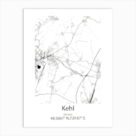 Kehl,Germany Minimalist Map Art Print