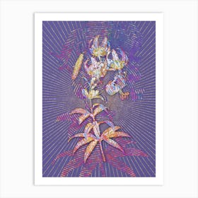 Geometric Turban Lily Mosaic Botanical Art on Veri Peri n.0099 Art Print
