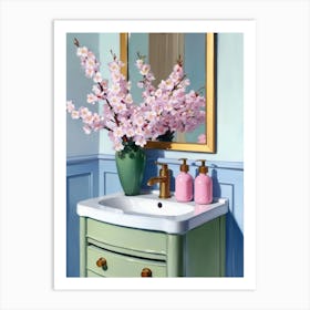 Cherry Blossom Bathroom Vanity Art Print