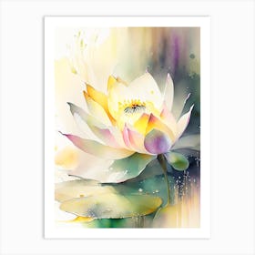 Lotus Flower In Garden Storybook Watercolour 2 Art Print