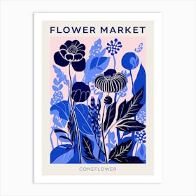 Blue Flower Market Poster Coneflower Market Poster 1 Art Print