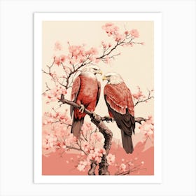 Two Eagles In Cherry Blossoms Art Print