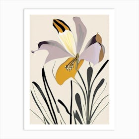 Mariposa Lily Wildflower Modern Muted Colours Art Print