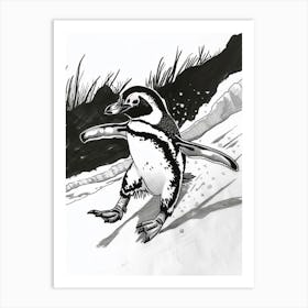 African Penguin Sliding On Ice 3 Art Print