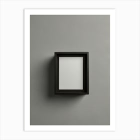 Black Square Frame On A Gray Wall Art Print