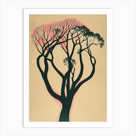 Teak Tree Colourful Illustration 4 Art Print