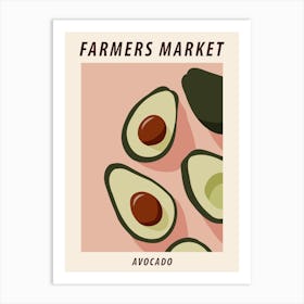 Farmers market Avocado, Exotic food art, Neutral retro print Art Print