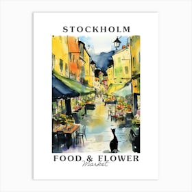 Food Market With Cats In Stockholm 3 Poster Art Print