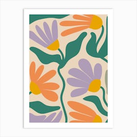 Colorful pastel flowers Art Print