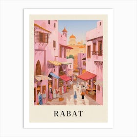 Rabat Morocco 4 Vintage Pink Travel Illustration Poster Art Print