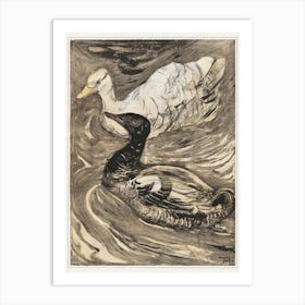 Two Swimming Ducks (1878–1909), Theo Van Hoytema Art Print
