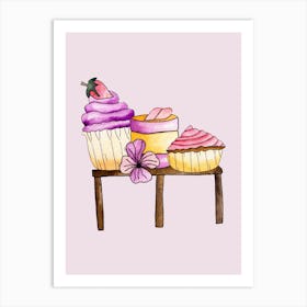 Cute Party Cupcakes Art Print