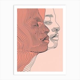 Simplicity Pink Lines Woman Abstract 3 Art Print