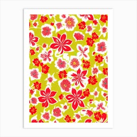 Honeysuckle Floral Print Warm Tones2 Flower Art Print