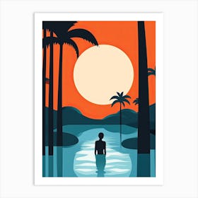 Waikiki Beach Hawaii, Usa, Bold Outlines 3 Art Print