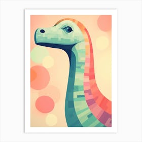 Colourful Dinosaur Brachiosaurus 1 Art Print