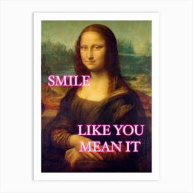 Mona Lisa Neon Smile Art Print