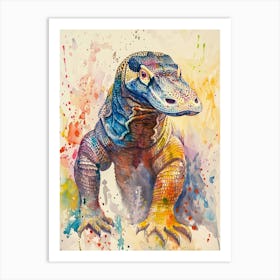 Komodo Dragon Colourful Watercolour 3 Art Print