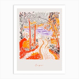 Capri 2 Italy Orange Drawing Poster Art Print