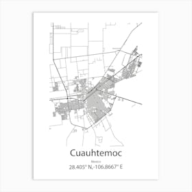 Cuauhtemoc,Mexico Minimalist Map Art Print