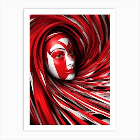 Red And White Woman In A Spiral Art Print