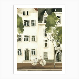 House By The Canal Illustration Print Art Art Print