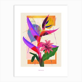 Heliconia 2 Neon Flower Collage Poster Art Print